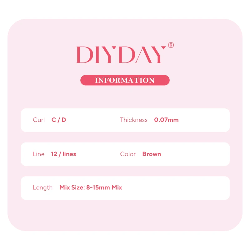 DIYDAY U-shaped YY Brown Eyelashes Premium PBT BASF YY Dark Brown Faux Eyelash Extension Double Layer UY False Mink Eye Lashes