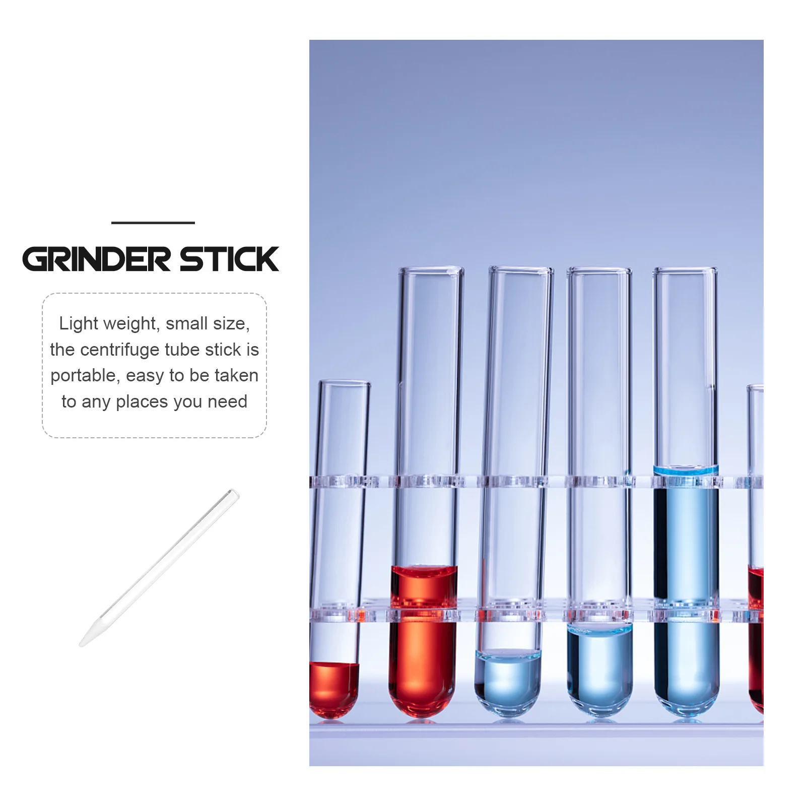 

Tube Stick Glass Durable Lightweight Sample Grinding Tool for 1.5ml Tube Laboratory Experimental Use