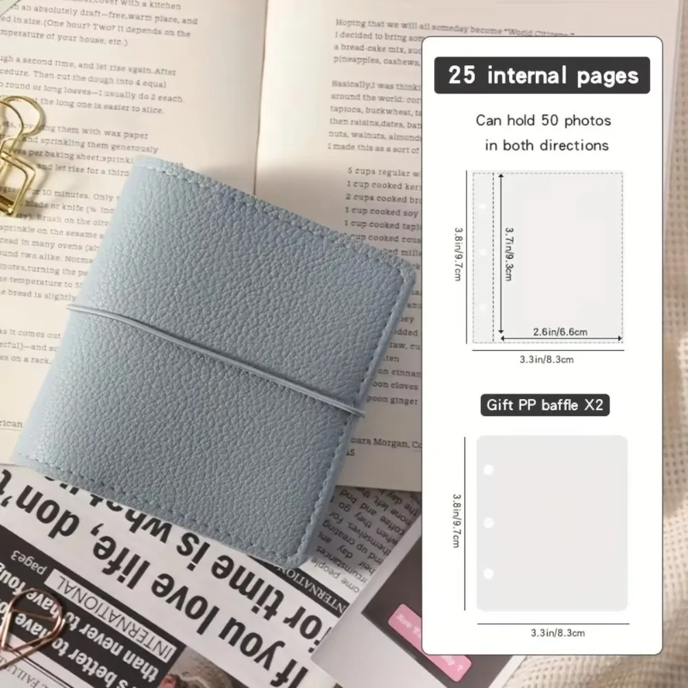 Faux Leather Mini Photo Album Transparent Pages with 3-Ring Photo Card Binder Photo Display Card Collection Pocket Photo Album