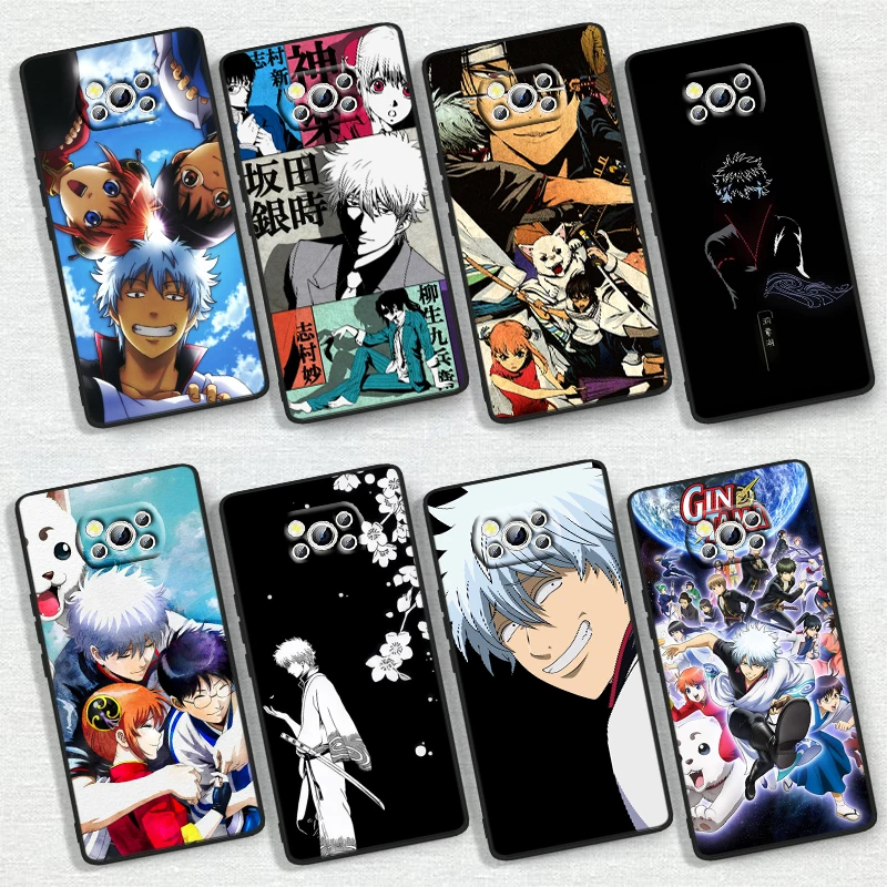 Gintama Sakata Gintoki For Xiaomi Poco X6 X5 X4 X3 F4 F3 NFC M6 M5 M4 GT S Pro 4G 5G C65 Black Soft Phone Case