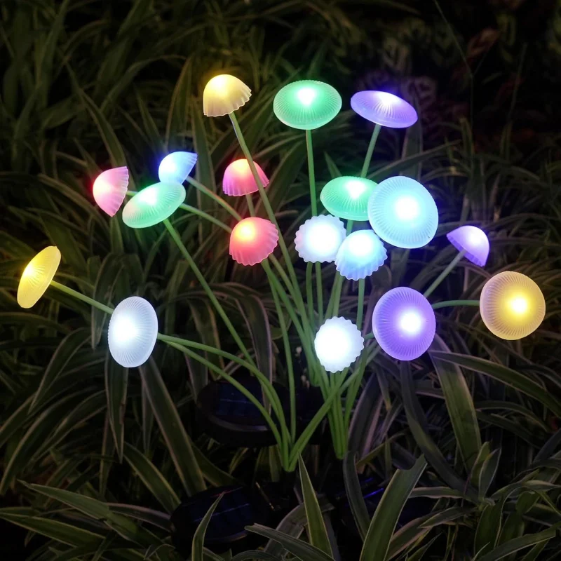 Solar Mushroom Jellyfish Shape Light Outdoor Spotlight Fairy Lights Motion Sensor Light Wall Lamp Garden Led Garland