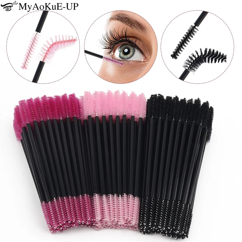 50 stücke Doppel Kopf Wimpern Pinsel Lash Make-Up Pinsel Augenbraue Kamm Wimpern Lift Microbrush Spoolie Pinsel Wimpern Verlängerung Werkzeug