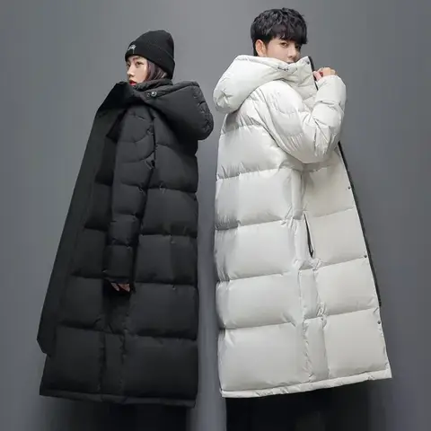 남성 겨울 긴 오리 코트 후드 캐주얼 재킷 고품질 남성 야외 Windproof 따뜻한 남성 의류