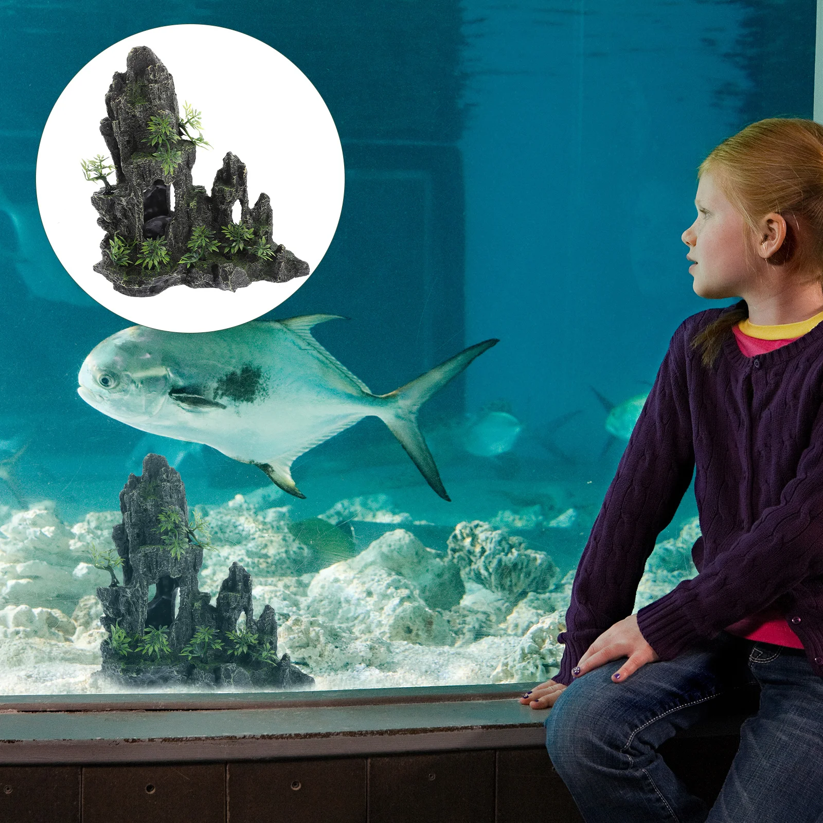 Resin Artificial Hill Aquarium Decor Fish Tank Ornament Natural Lively Atmosphere Fine Workmanship Lightweight Compact