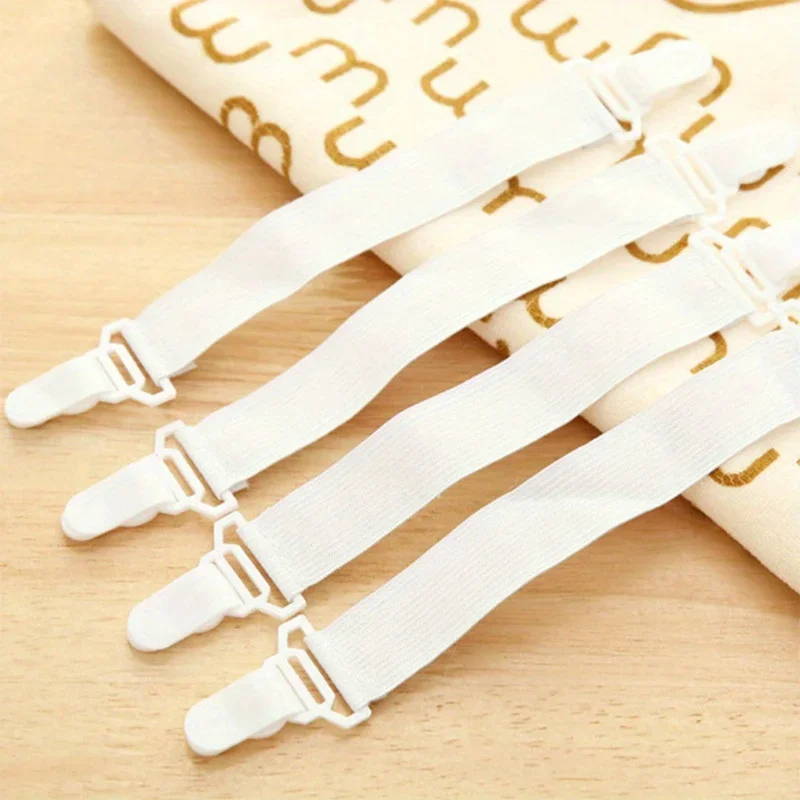 4pcs Adjustable Bed Sheet Fasteners Straps Elastic Mattress Cover Corner Holder Clip Grippers Suspender Cord Hook Loop Clasps