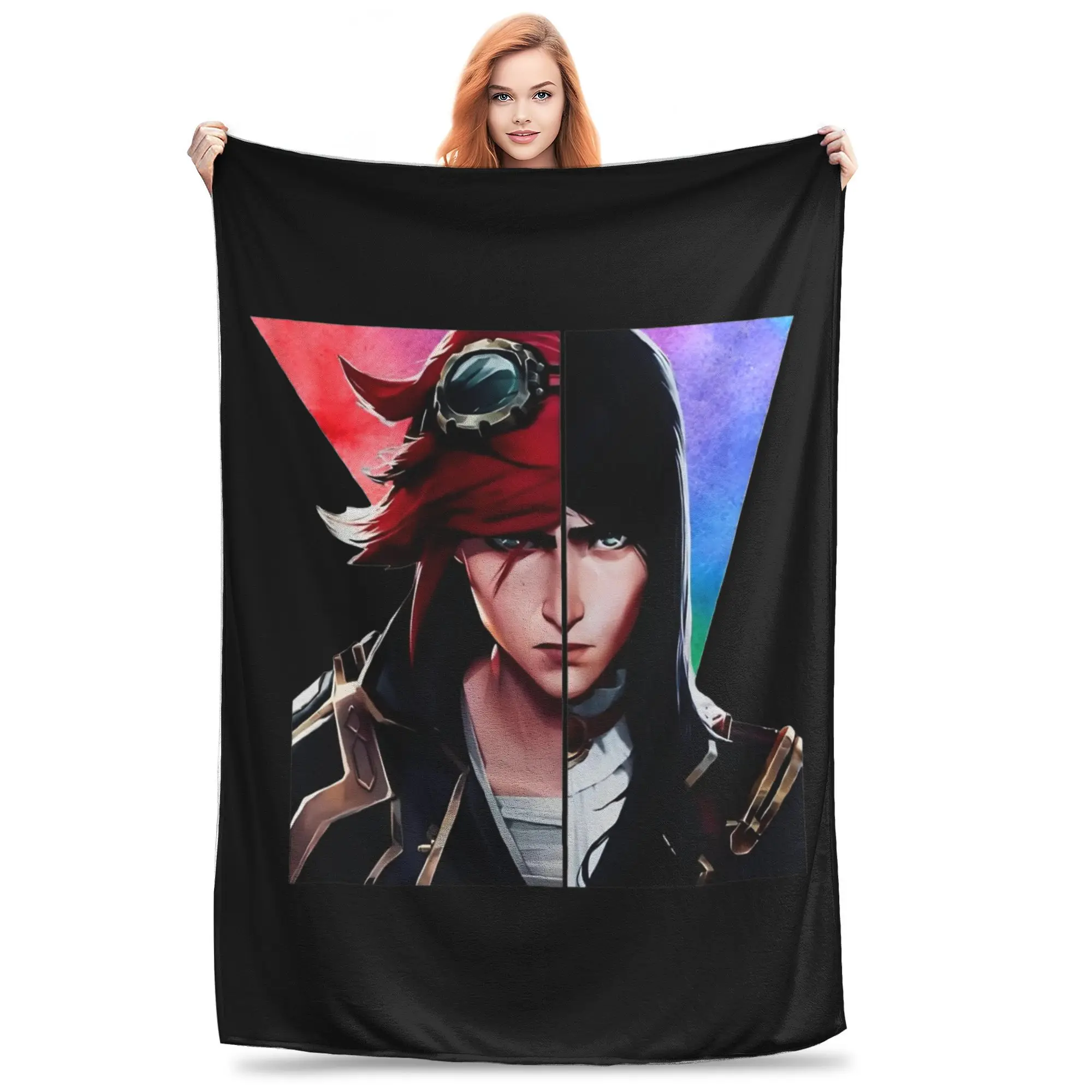 Caitvi Arcane Caitlyn Vi Blankets Flannel Spring Autumn L-Leagues of Legend Game Warm Throw Blanket for Sofa Travel Rug Piece