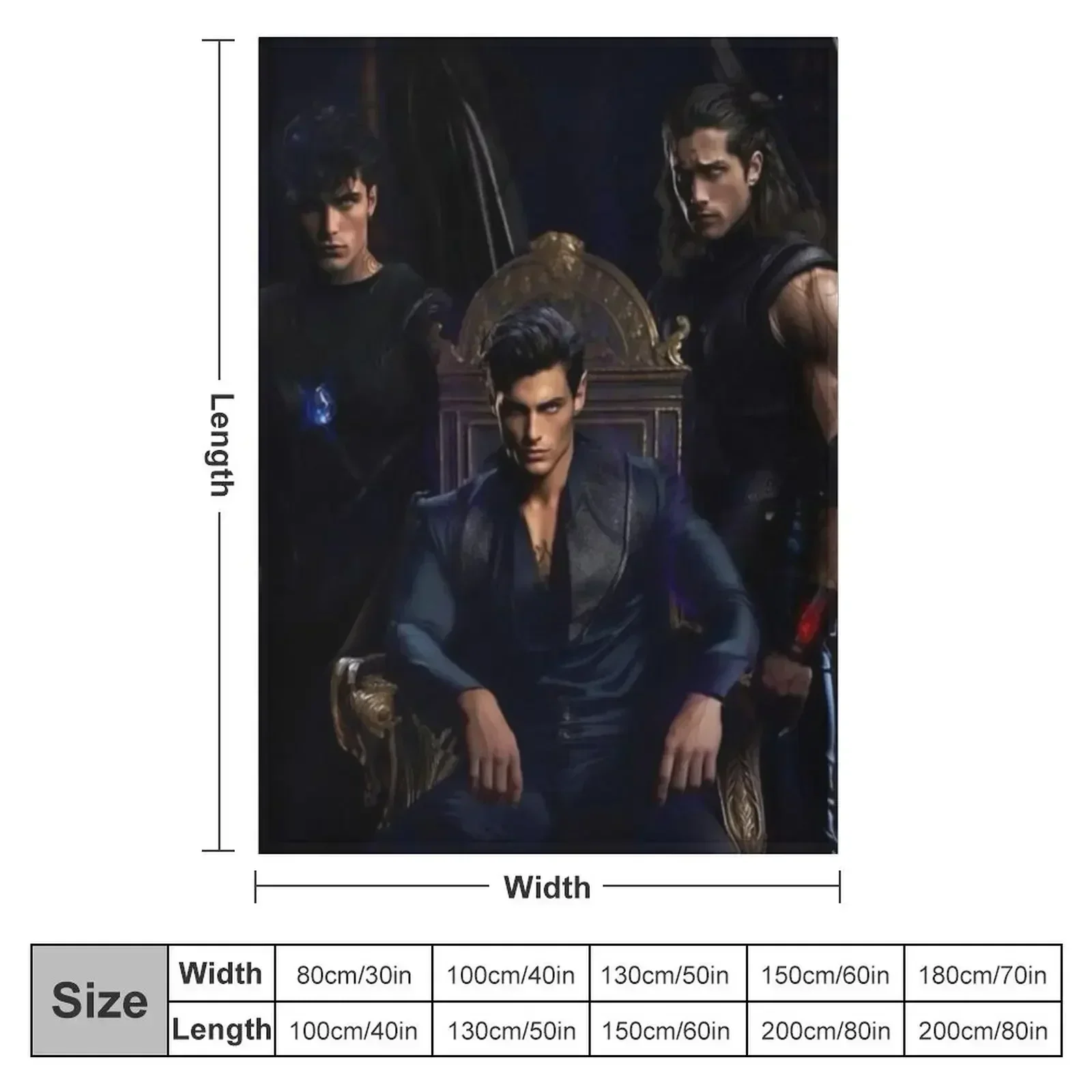 ACOTAR - Rhysand, Cassian, & Azriel Art Throw Blanket heavy to sleep Multi-Purpose Blankets