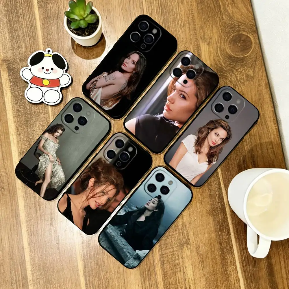 

Angelina Jolie Phone Case Soft Silicone black For IPhone 17 16 15 14 13 12 11 X XR Plus Pro Max Plus