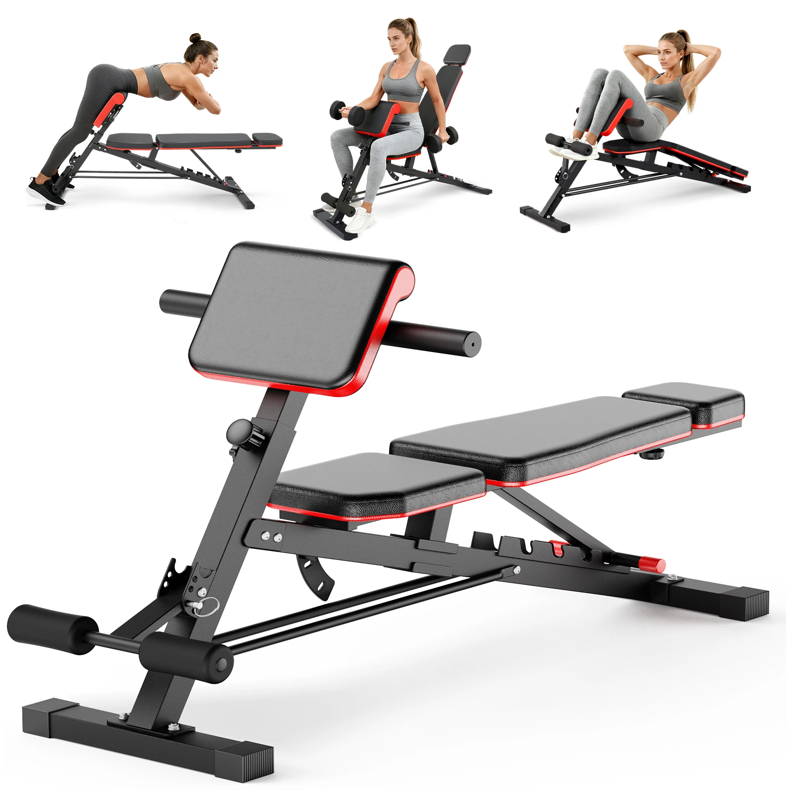 Banco de ejercicio con mancuernas, silla romana multifuncional, banco de entrenamiento plegable, ajustable, 110kg, entrenamiento de cuerpo completo, gimnasio en casa