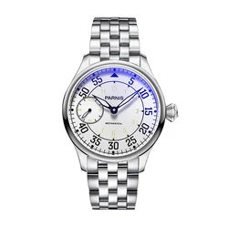 New Fashion Parnis 44mm Silver Case Mechanical Men Hand Winding Watch Steel Strap Sapphire Crystal ST3600 Movement Men's Watches