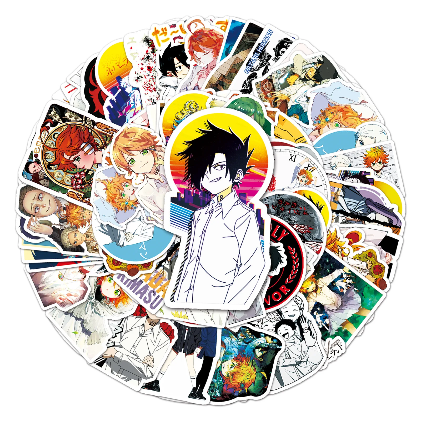 50pcs Japanese Anime The Promised Neverland Series Graffiti Sticker Suitable for Wall Room Decoration DIY Sticker Pack Wholesale