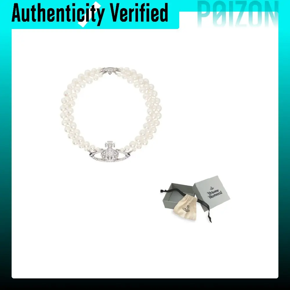Vivienne Westwood Three Row Pearl Bas Relief Necklaces Women's 6303000702P127CN
