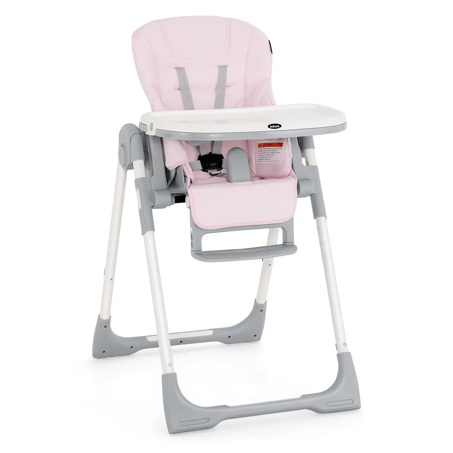 

Foldable Baby High Chair with Adjustable Height, Removable Tray & Cushion, Built-in Wheels - Pink