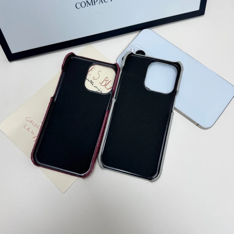 Snake Skin Metal Holder Leather Phone Case For iPhone17 Air 17Pro 16Pro 15Plus 14/13 12 11 Xsmax XR Body Skinny Shell Protection
