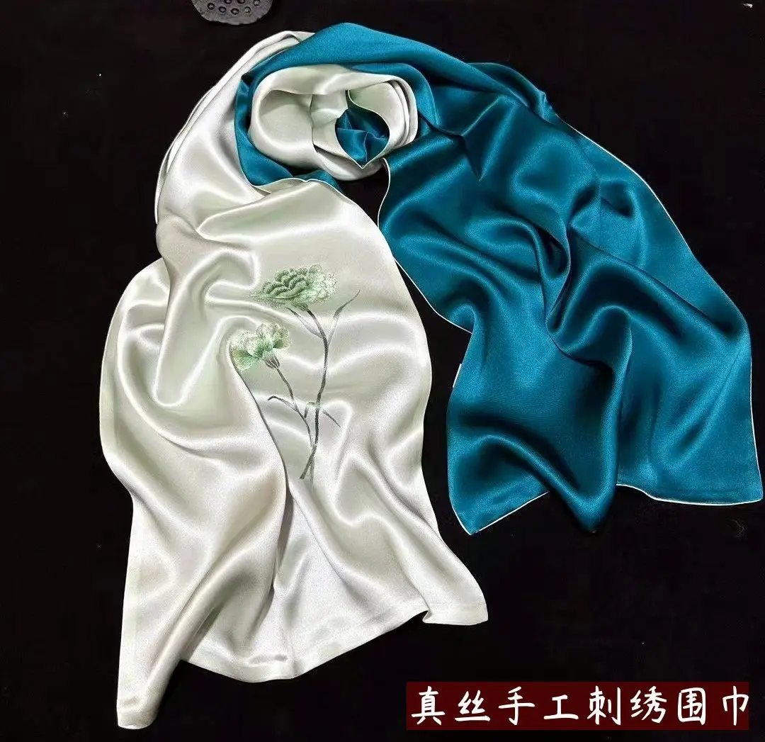 Suzhou Silk Scarf Female Mother Suzhou Embroidery Gift Silk Scarf Silk Ethnic Style Gift Gift for Teacher