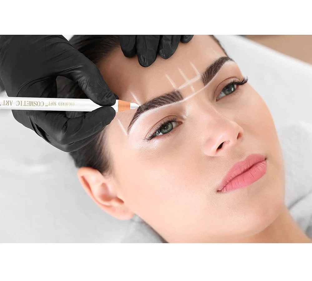 Kit Lápis Cor Branca Brow, Microblading Marcação e Delineamento Mark Pen Set, Maquiagem Permanente Acessórios