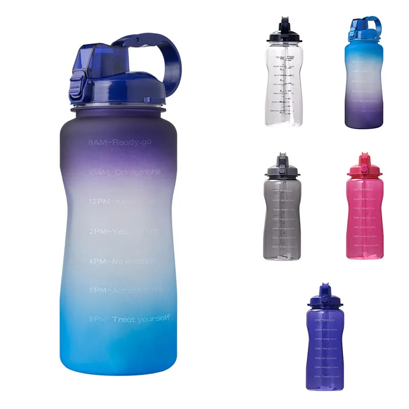 Gradient Large-Capacity Sports Water Bottle With Straw Sports Fitness Water Bottle Outdoor Water Bottle