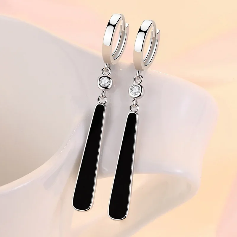 925 Silver Earrings Jewelry High Quality Retro Simple Pattern Purple White Sterling  Silver Zircon Earrings Hot Sale