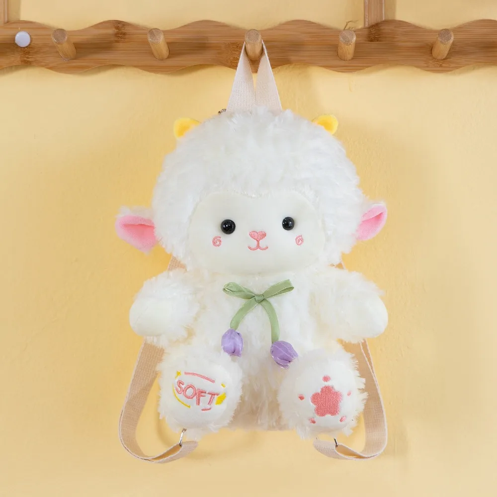 New Cute Sheep Backpack Stuffed Trendy Animal Doll Bag Soft Animal Toy Backpack Girls