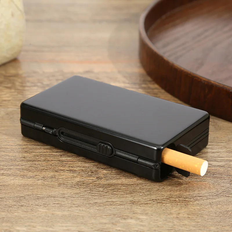 

The Latest Aluminum 10-pack Automatic Cigarette Box Lighter Automatic Cover Metal Cigarette Box Men's Smoking Cigarette Lighter