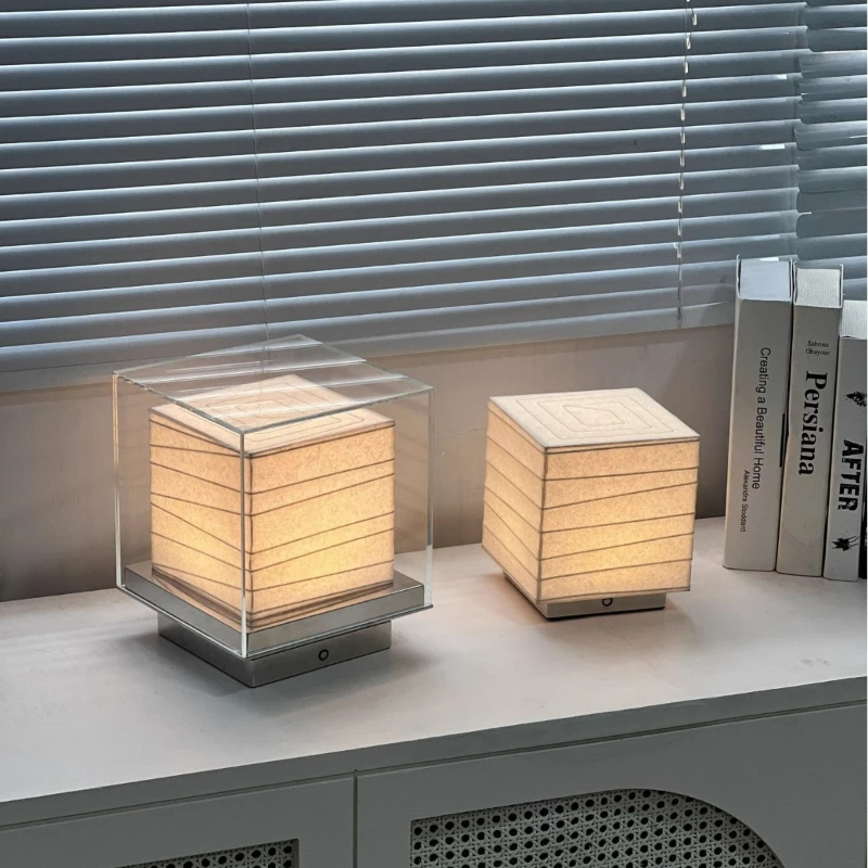 SANDYHA Modern Simplicity Table Lamps for Bedroom LED Light Living Room Decor Home Study Lighting Glass Lampshade Square Design