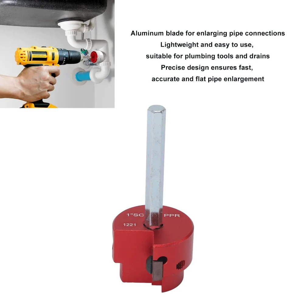 Durable Aluminum Alloy Pipe Reamer Kit Red 1 Inch/1.5 inch/2 inch Fitting Saver PVC Saver Water Lines