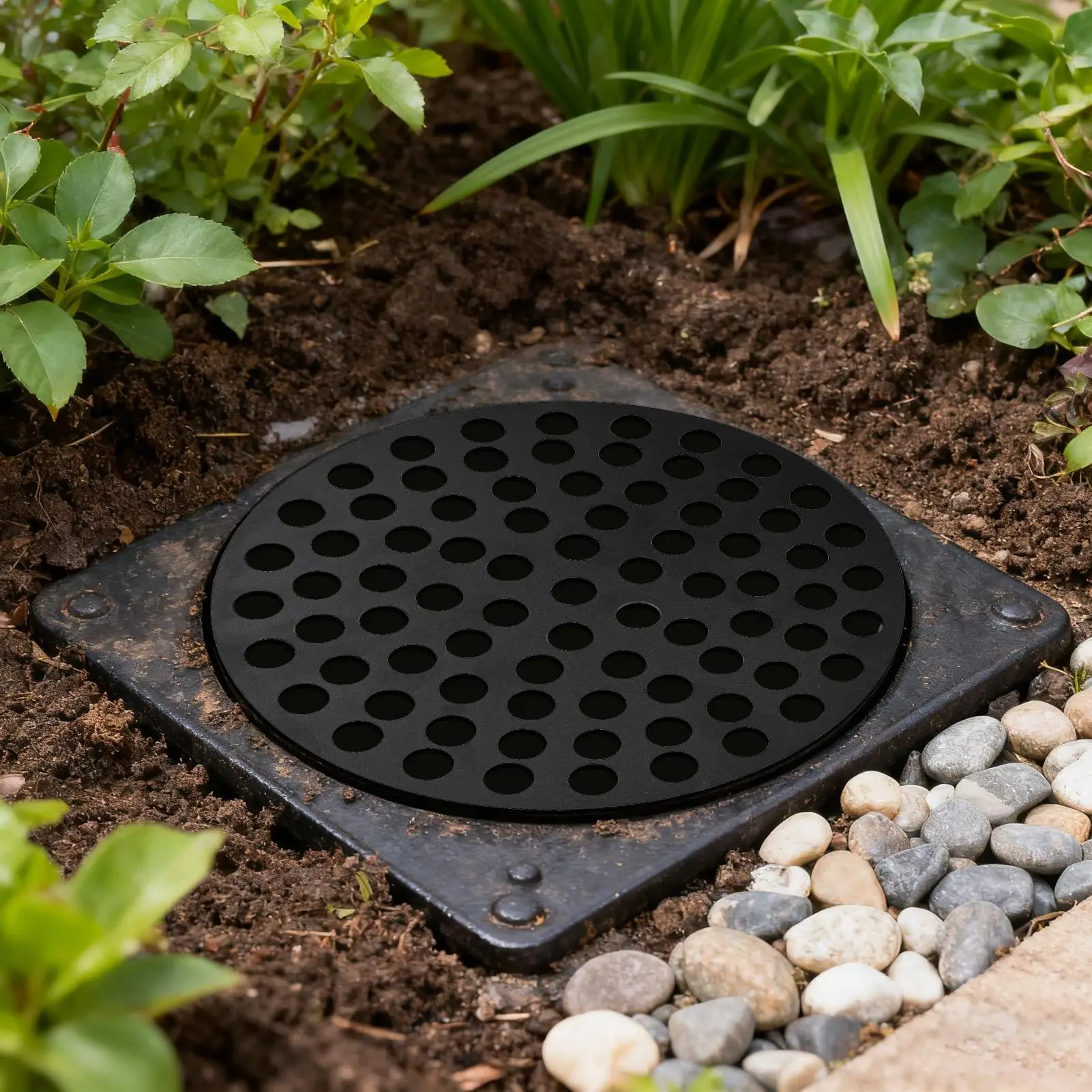 غطاء لبالوعة من الحديد الزهر 7 بوصة مصفاة من الحديد الزهر المستديرة مصفاة تصريف أرضية الطابق السفلي صر للحمام والشرفة والفناء والحديقة #3