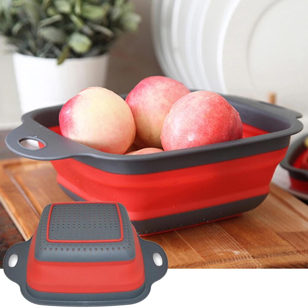 

2Pcs Foldable Washing Basket Multi-Functional Collapsible Strainer Kitchen Tool Plastic Colander Fruit Vegetable Drainer