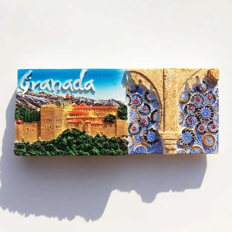 Granada 3D refrigerator magnets Travel souvenirs Refrigerator magnets Decoration supplies Collection Arts and crafts gifts