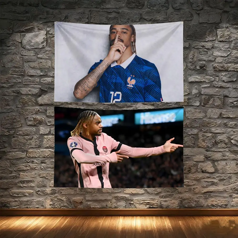 Football Star B-Bradley Barcola Flags Tapestry Creative Pattern Photo Living Room Wall Art Party Outdoor Decor