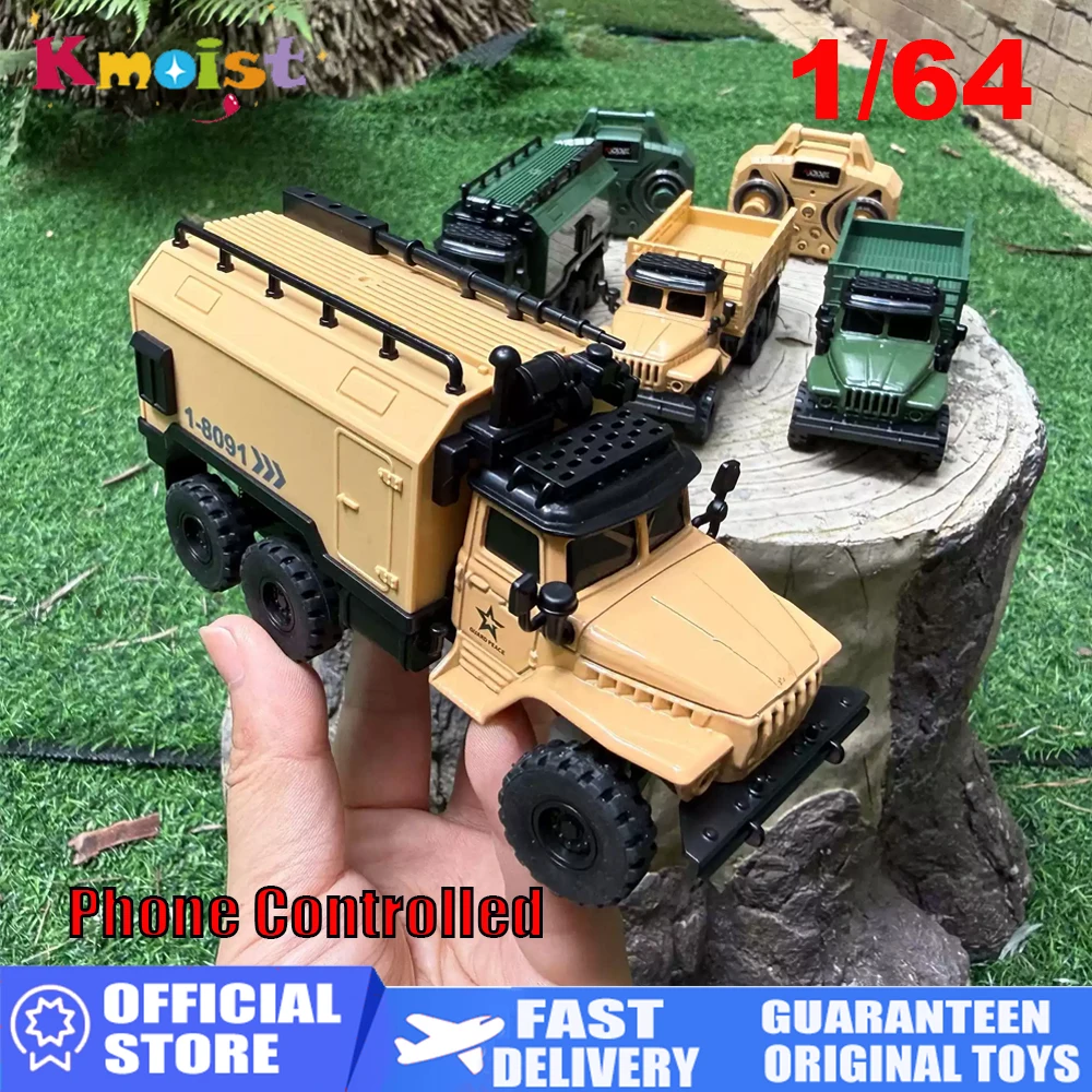 1:64 RC Truck Alloy Command Vehicle With Light Sound Mini Toy 2.4G Remote Control Cars Can Phone Controlled Toys for Boys Kids