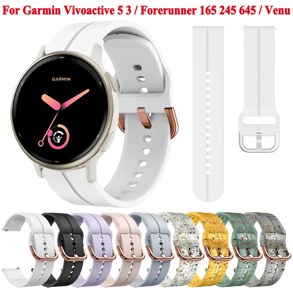 20mm Women Strap For Garmin Vivoactive 5 3 Silicone Watch Band Forerunner 165 55 245 645 Venu Sq 2Plus Approach S42 Bracelets