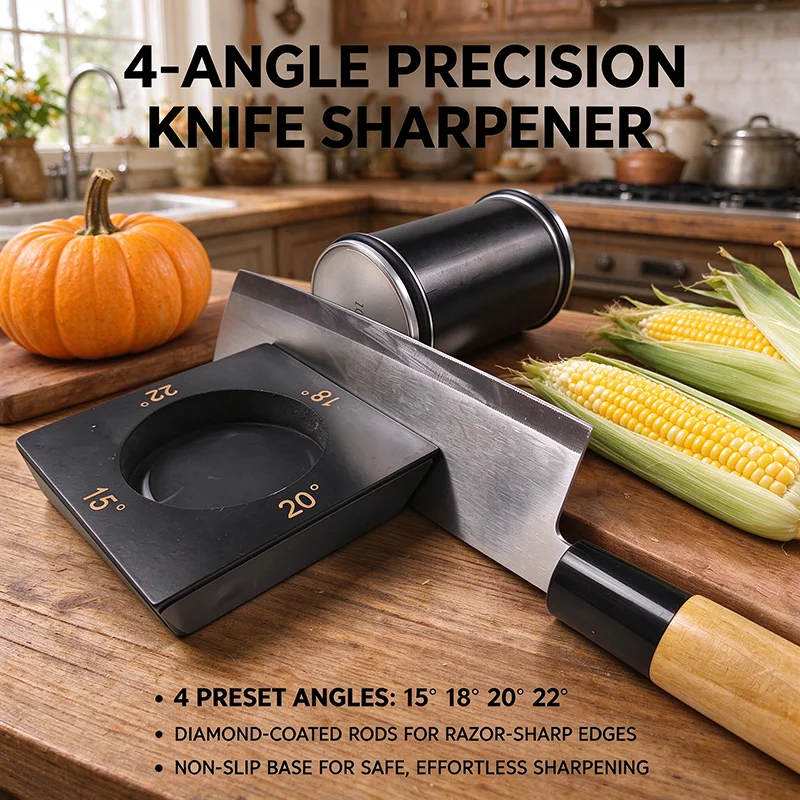 Rolling Knife Sharpener Multi-Angle Kit, 15 18 20 22 Degree Sharpening Angles, Knife Sharpening Tool for Home Kitchen