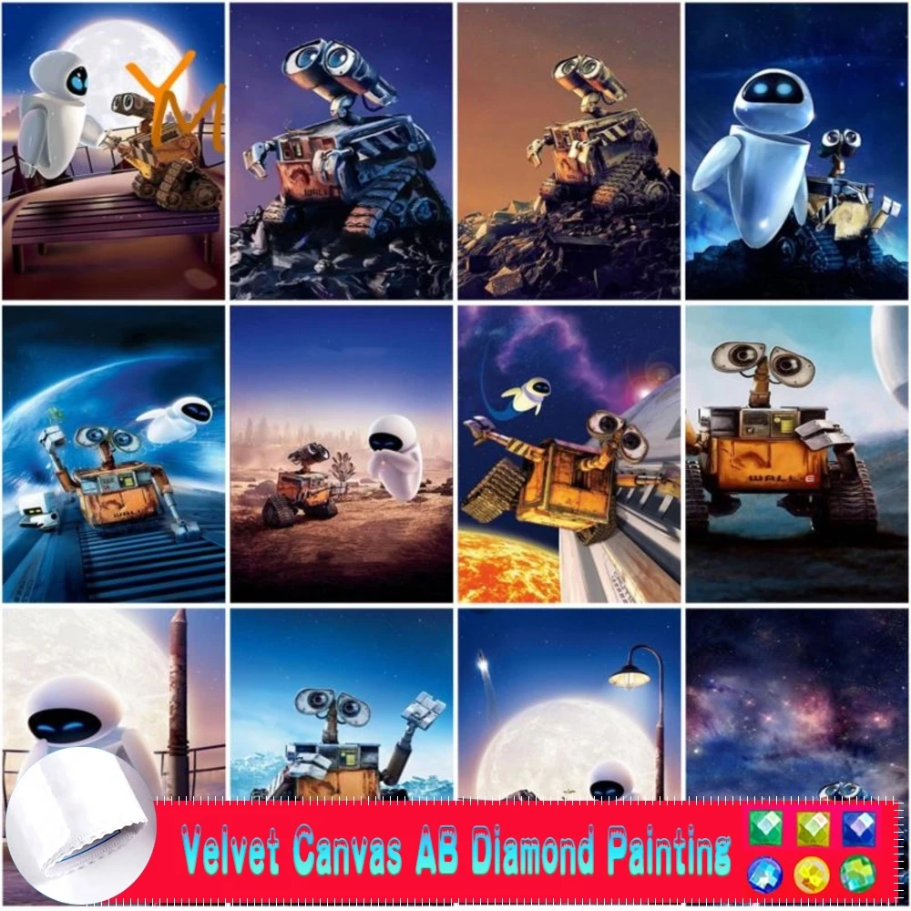 Disney AB Velvet Canvas Diamond Painting 5D Diy Movie Wall-E Diamond Mosaic Embroidery Full Diamond Handmade Cross Stitch