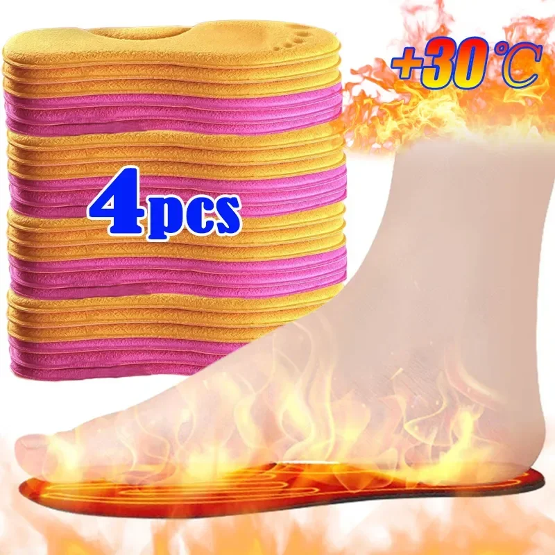 2pairs Self Heating Insoles Foot Winter Fur Thermal Thicken Insole Memory Foam Shoe Pads Warm Sports Shoes Inserts for Women Men