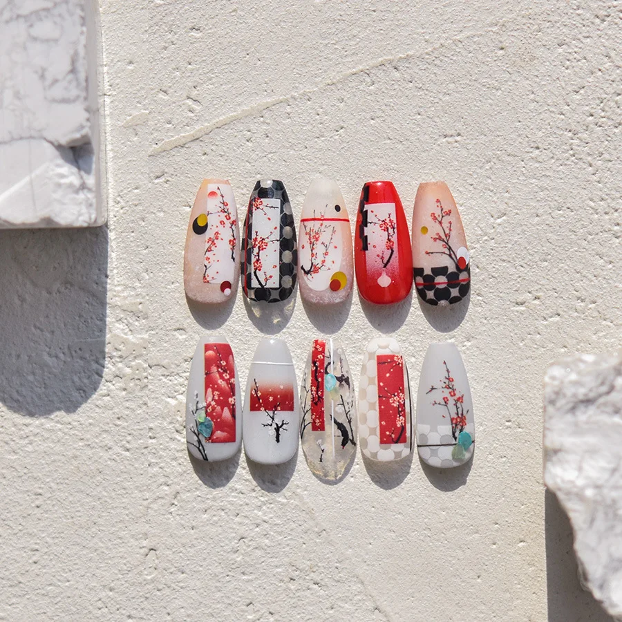 1pcs 5D Kawaii Plum Blossom Nail Stickers Fashion Chinese Flower Nail Art Decoration Self-Adhesive Decals DIY Slider Accessories