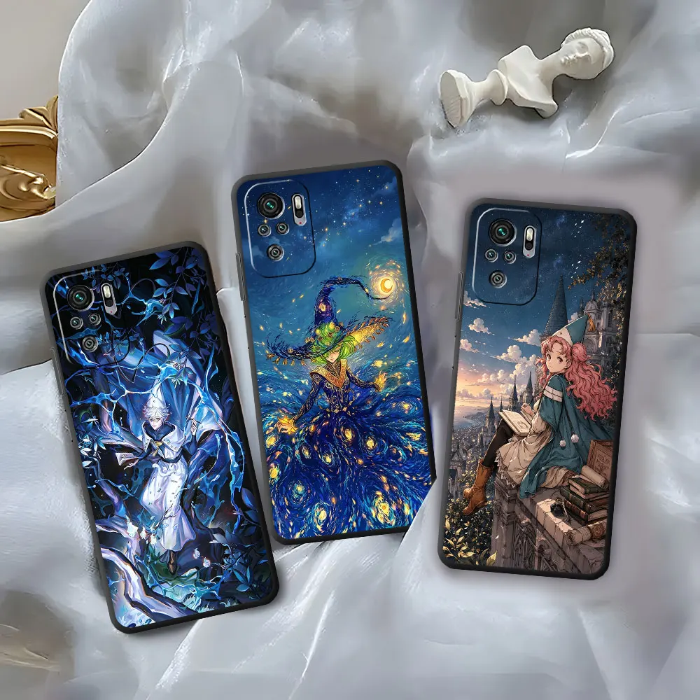 Funda para Teléfono Xiaomi Redmi Note 13 12S 10 10S 12 Pro Plus 11 8 8T 9 9S 7 11S, Negra, Suave, Chifley Koko Witch Hat Atelier