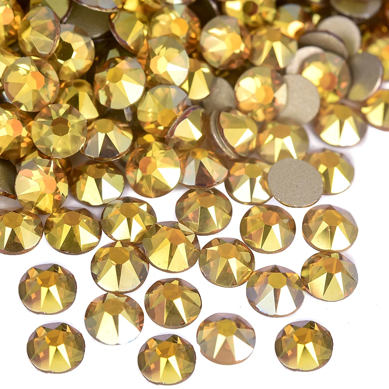 Billow Top 2088 Glitzer, nicht Hotfix-Strasssteine, Topas-Edelsteine, Kristall SS16-SS30, goldfarbene Flatback-Kleber für DIY-Nagelkunst-Dekorationen – Detail 11