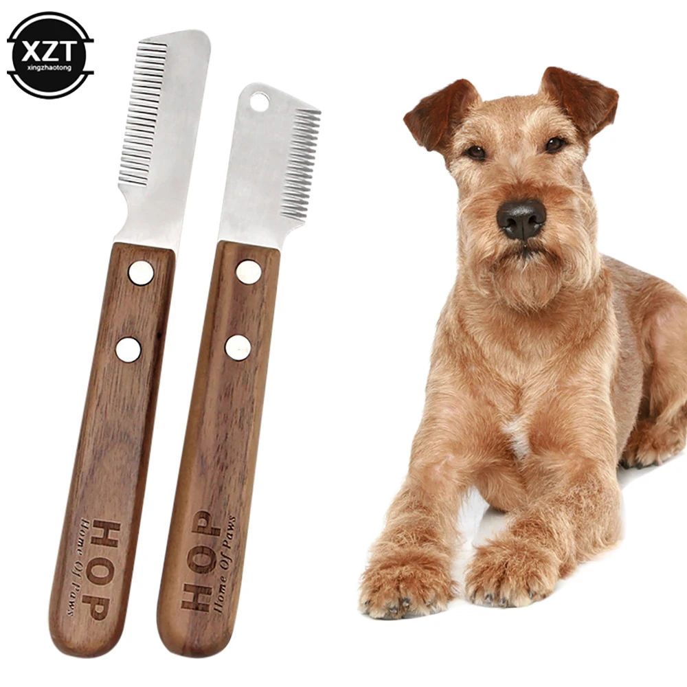 Professional Grooming Dog Comb Stainless Steel Wooden Handle Stripping Knife Pet Hair Remover Pluck Excess Undercoat accessories