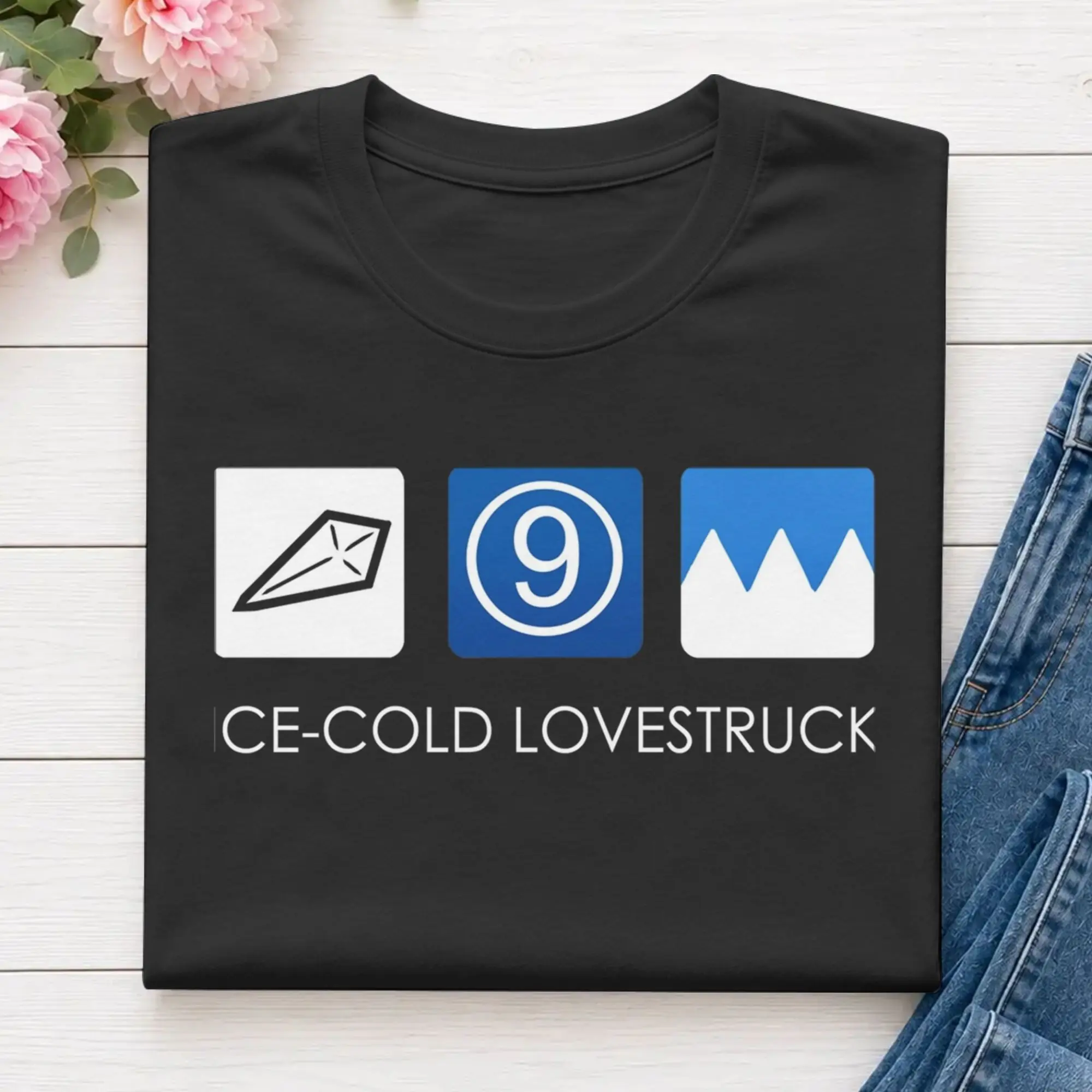 Funny Touhou Minimalism  Cirno  T-Shirt for Men Round Neck Pure Cotton T Shirts Touhou Project Short Sleeve Tee Shirt Clothes