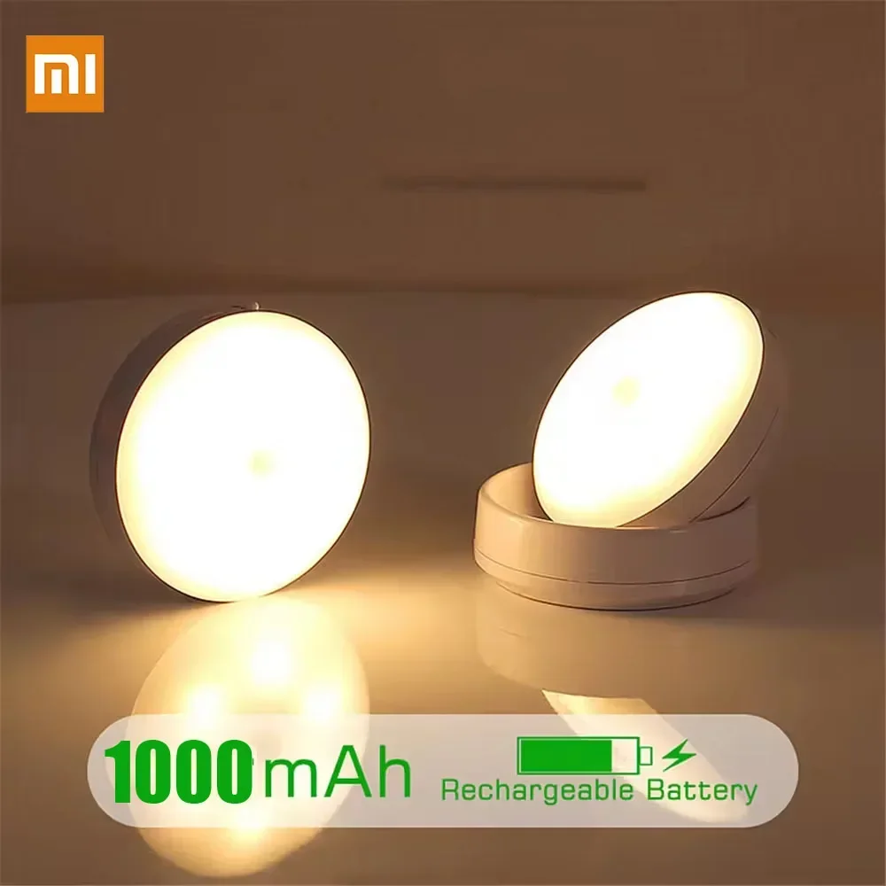 Lámpara de noche Xiaomi con Sensor de movimiento, barra de iluminación LED inalámbrica recargable, magnética giratoria 360 para mesita de noche de habitación