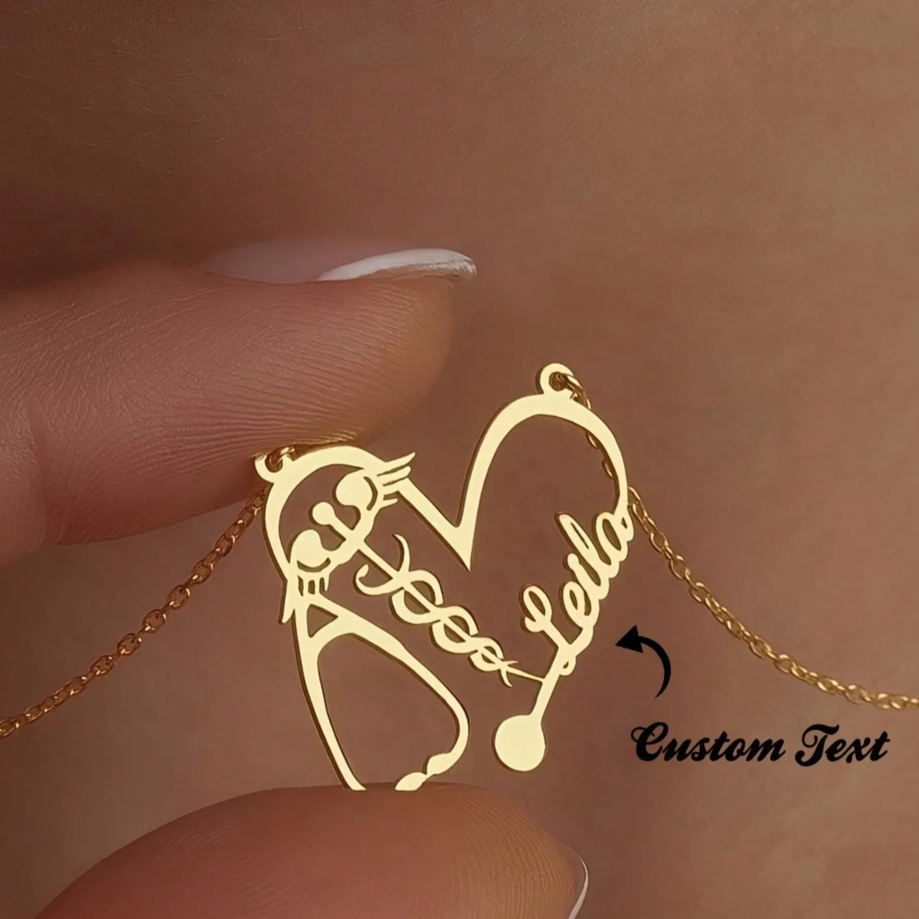

Custom Stethoscope heart Name Necklaces For Women Personalized elegant jewelry Doctor Medical Student Nurse Graduation Gift