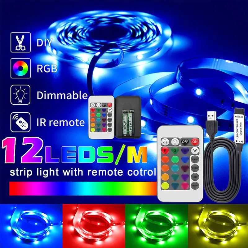 

5050 SMD 5V USB RGB LED Strip Lights, Flexible Ribbon Tape Lights, DIY Ambient Lighting for Home Room Decor