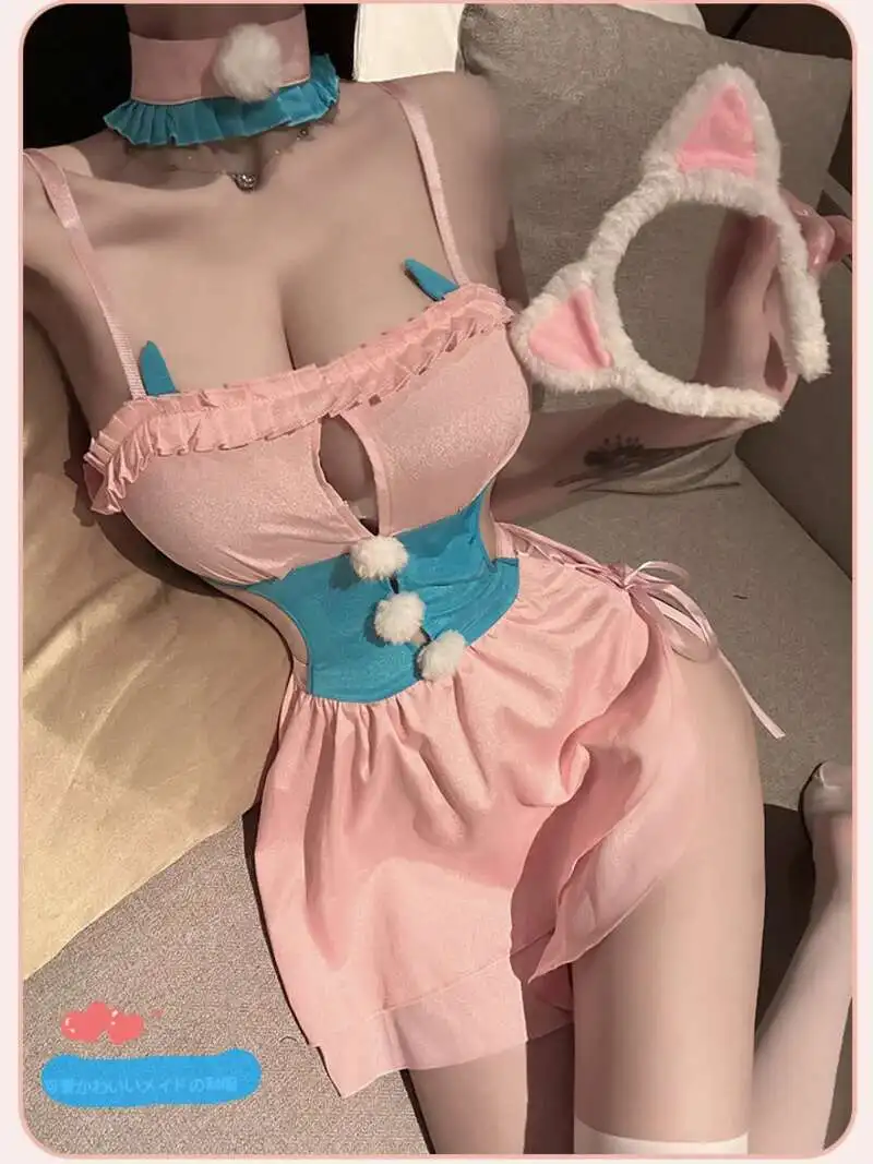 Mini robe rose douce, mode coréenne, hauts pour femmes, Sexy, mignon, doux, robes de demoiselle d'honneur, uniforme de maison, robe élégante, nouveau haut FTS7, 2024