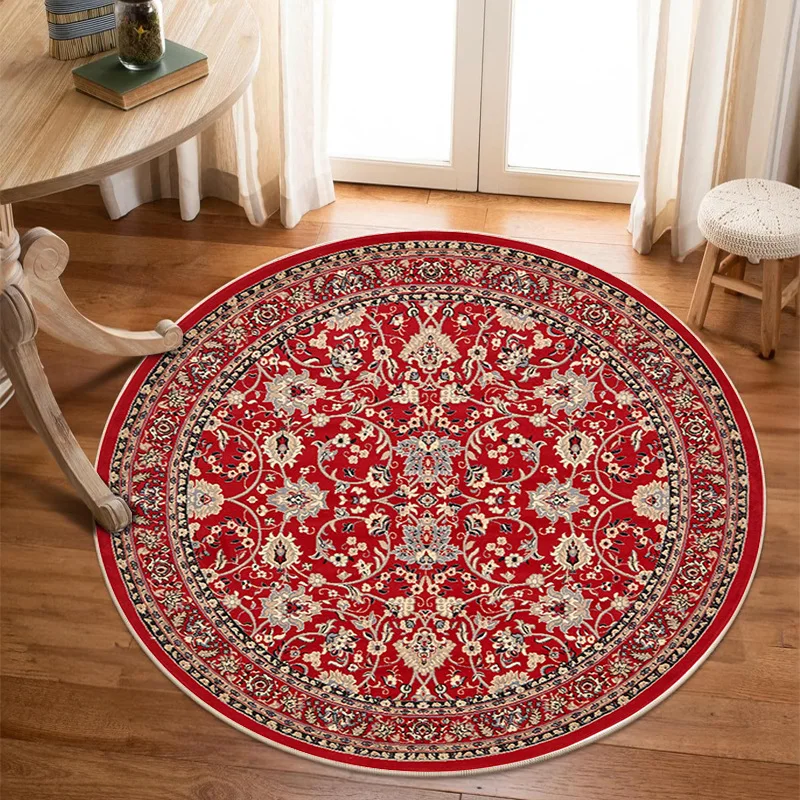 VIKAMA New Round Persian Living Room Rug Ethnic Style Full Spread Bedroom Bed Blanket Home Decoration Cloakroom Floor Mat