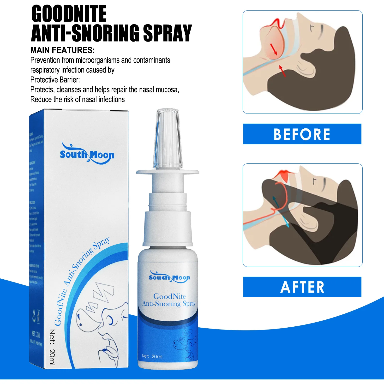 Nasal Spray Chronic Sinusitis Nasal Discomfort Nasal Drop Nose Itch Nose Congestion Spray Alleviate Snoring Personal Health Care