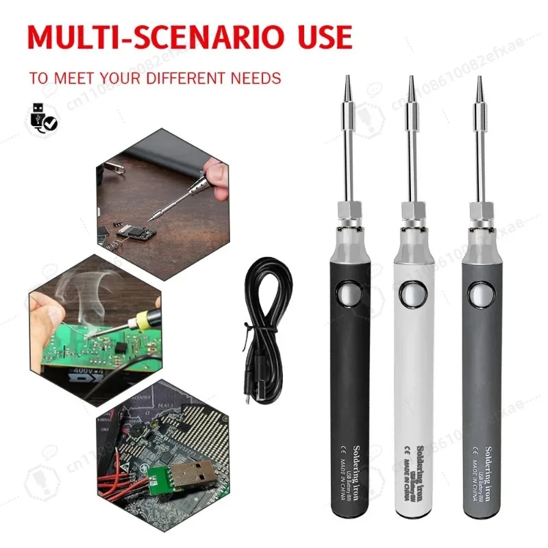 5V USB Cordless Electric Soldering Iron Rechargeable Portable Welding Pen with Temperature Adjustment for DIY Electronics Repair