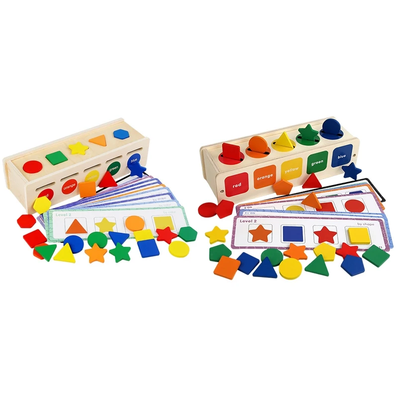 Giocattoli Montessori scatola di abbinamento per l'apprendimento di smistamento di colori e forme per bambini di 1-3 anni