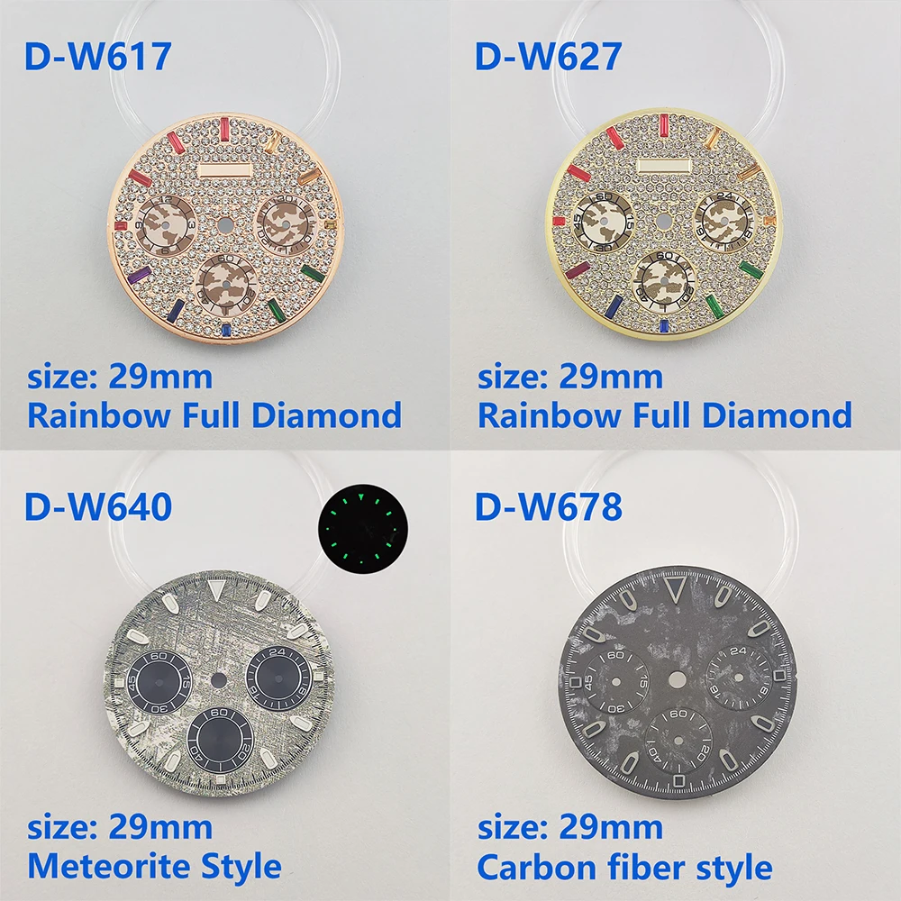 VK63 dial 29mm Rainbow Diamond New Style dial Customizable logo suitable for 39mm case quartz watch VK63 movement fit Daytona