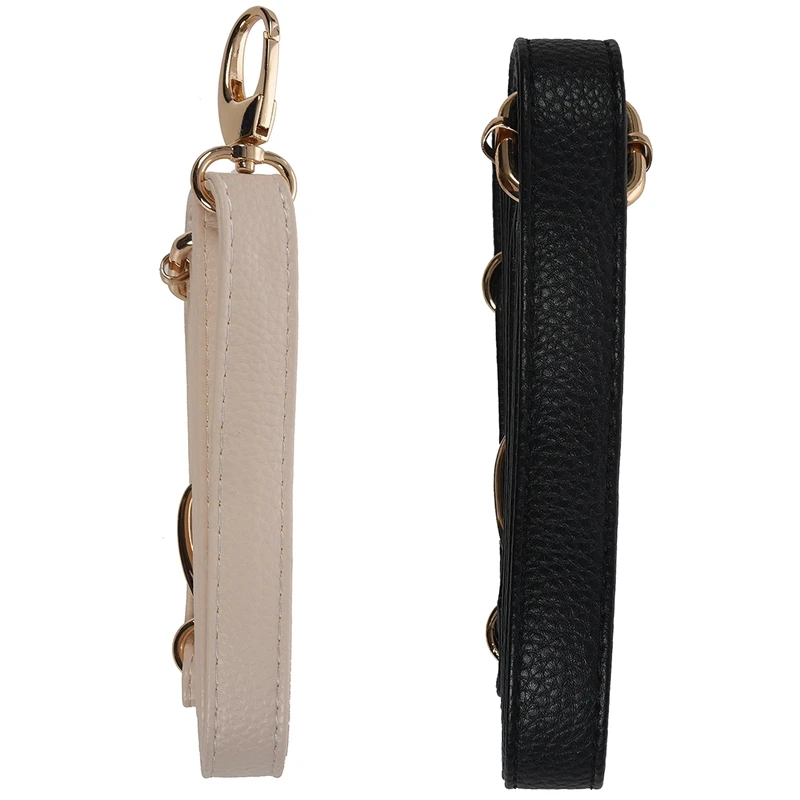 2X DIY Replacement Leather Bag Shoulder Strap Handle Cross Body Adjustable 140X2cm, Black & Beige